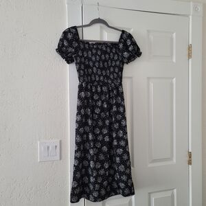 Square Neck dress, S, black and white
